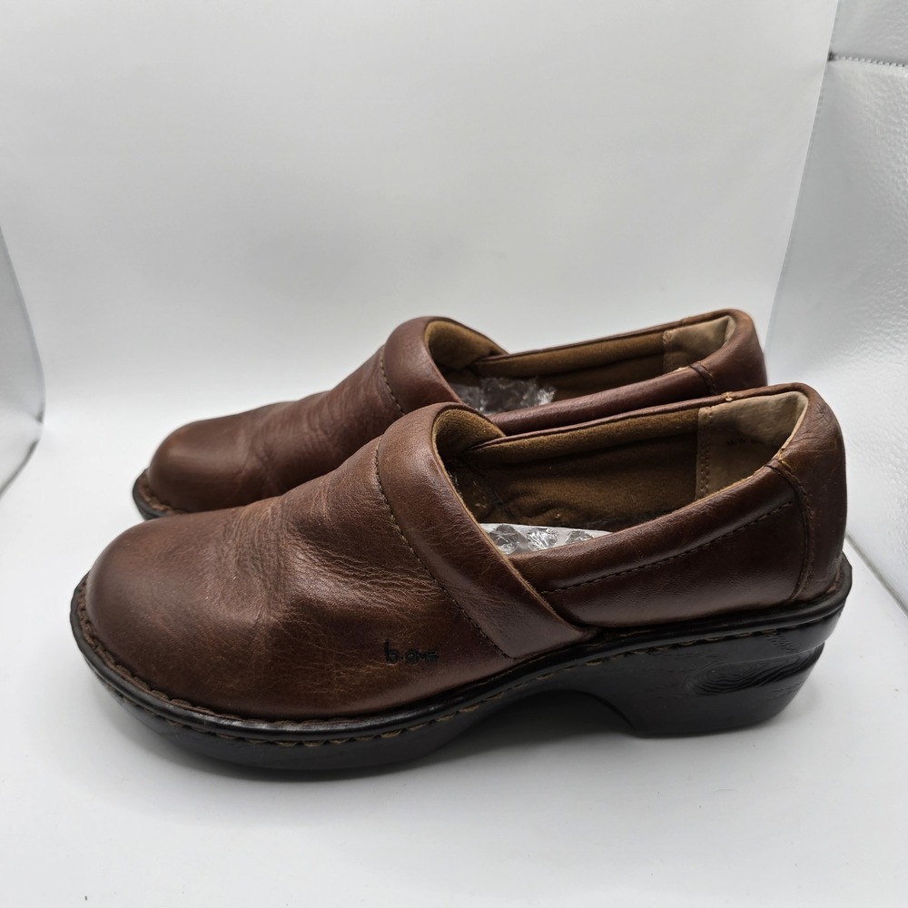 Boc Born Size 7.5 M Concept Women's Brown Leather Loafer/Clogs Shoes Comfort